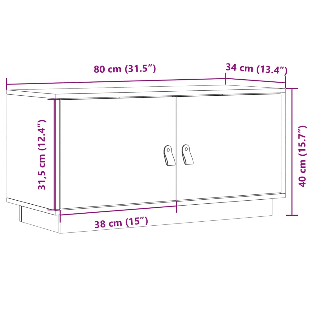 TV Cabinet 80x34x40 cm Solid Wood Pine