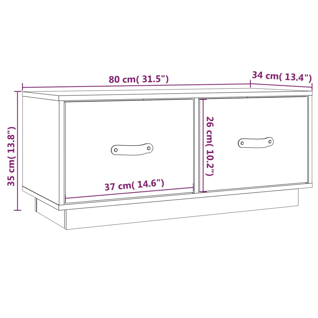 TV Cabinet 80x34x35 cm Solid Wood Pine