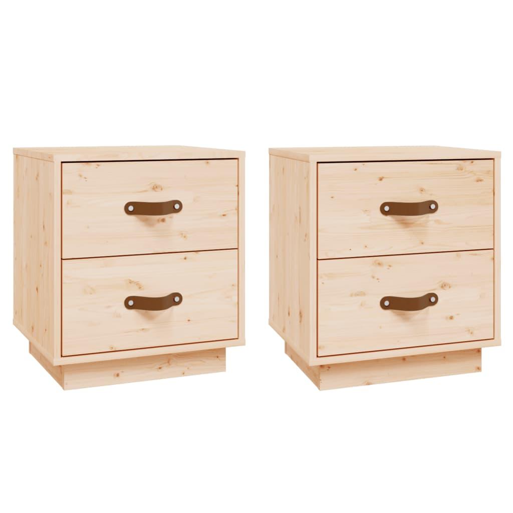 Bedside Cabinets 2 pcs 40x34x45 cm Solid Wood Pine