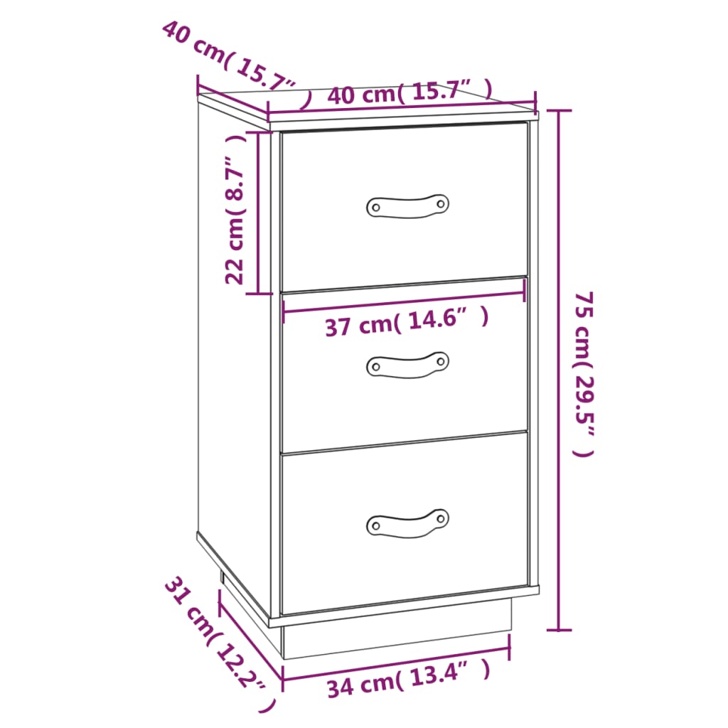 Bedside Cabinets 2 pcs 40x40x75 cm Solid Wood Pine