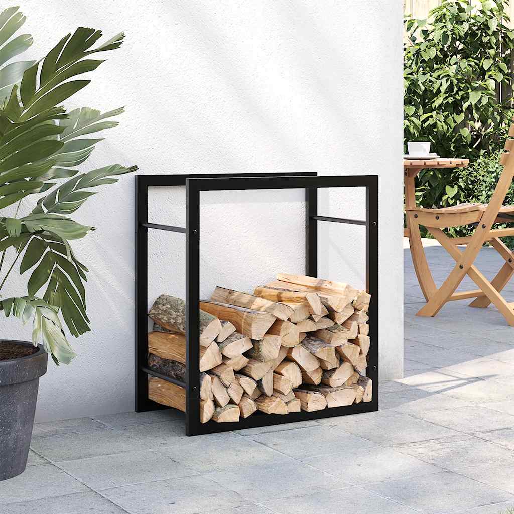 Firewood Rack Matt Black 50x28x56 cm Steel