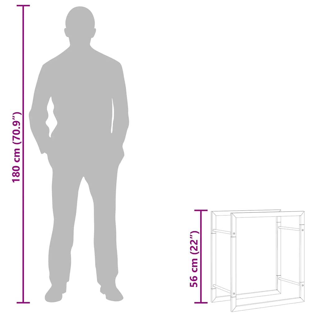 Firewood Rack Matt Black 50x28x56 cm Steel