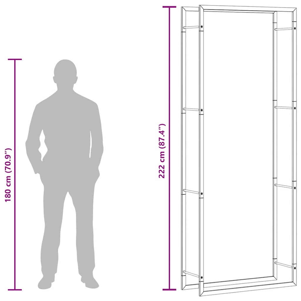 Firewood Rack Matt Black 80x28x222 cm Steel