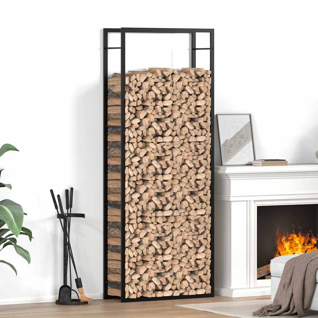 Firewood Rack Matt Black 80x28x222 cm Steel