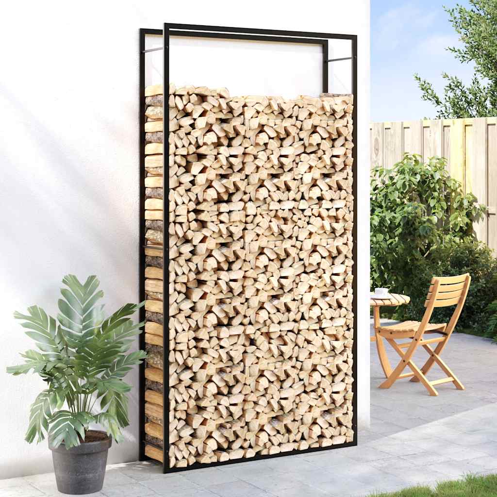 Firewood Rack Matt Black 110x28x214 cm Steel