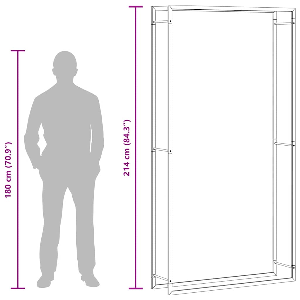 Firewood Rack Matt Black 110x28x214 cm Steel
