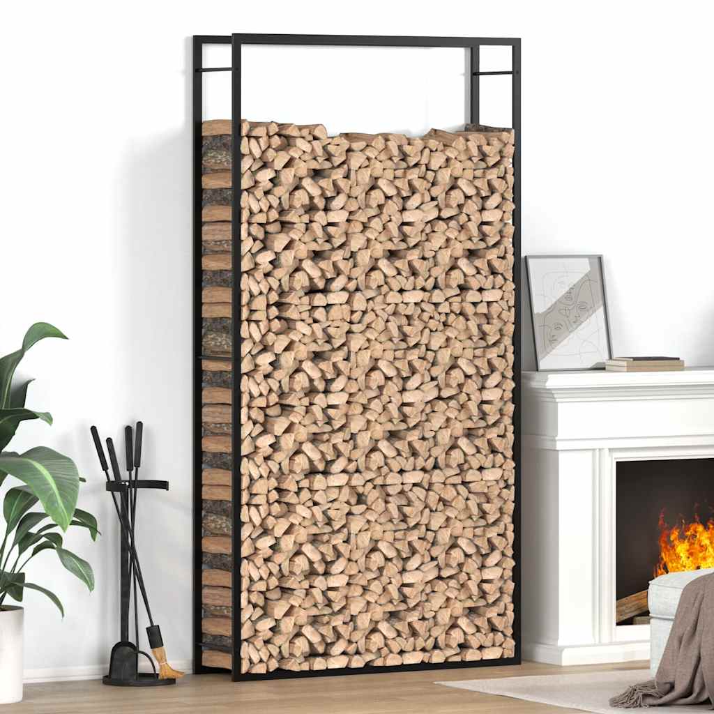 Firewood Rack Matt Black 110x28x214 cm Steel