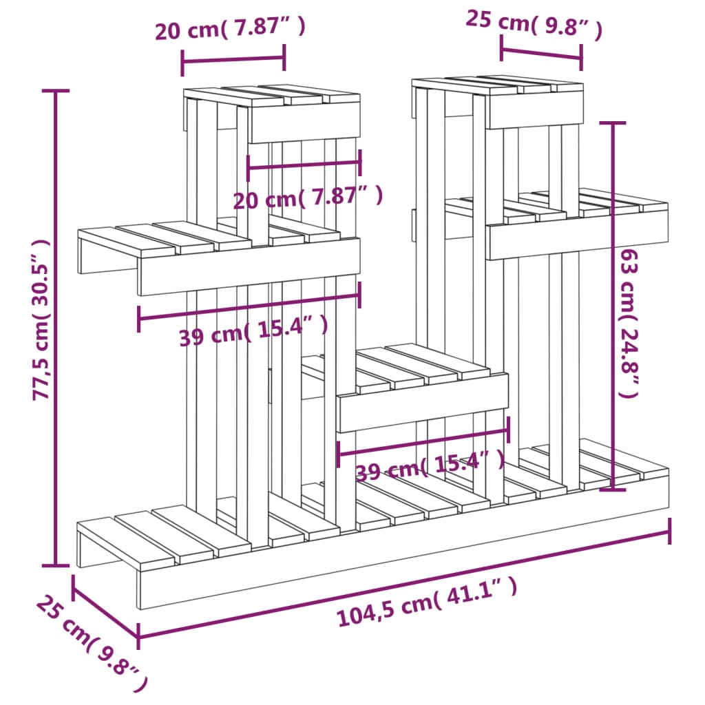 Plant Stand 104.5x25x77.5 cm Solid Wood Pine