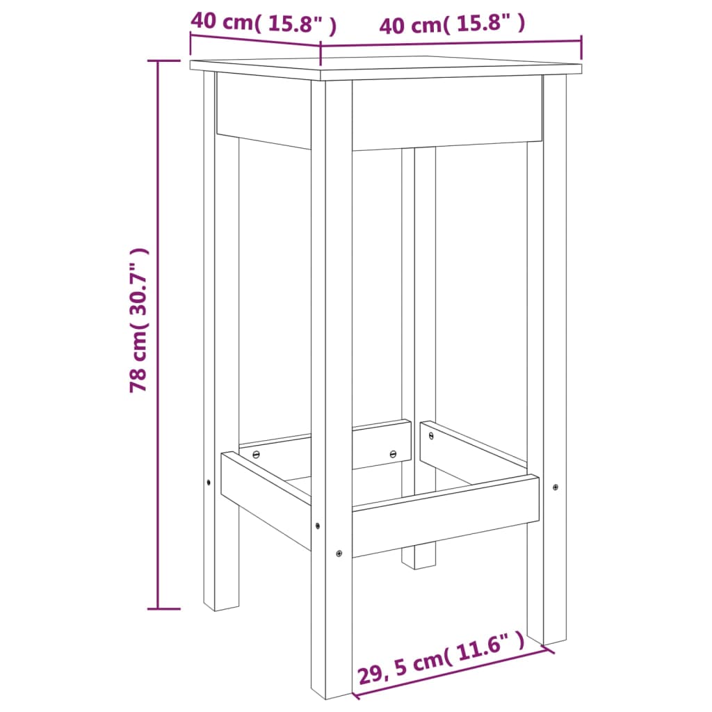 Bar Chairs 2 pcs 40x40x78 cm Solid Wood Pine