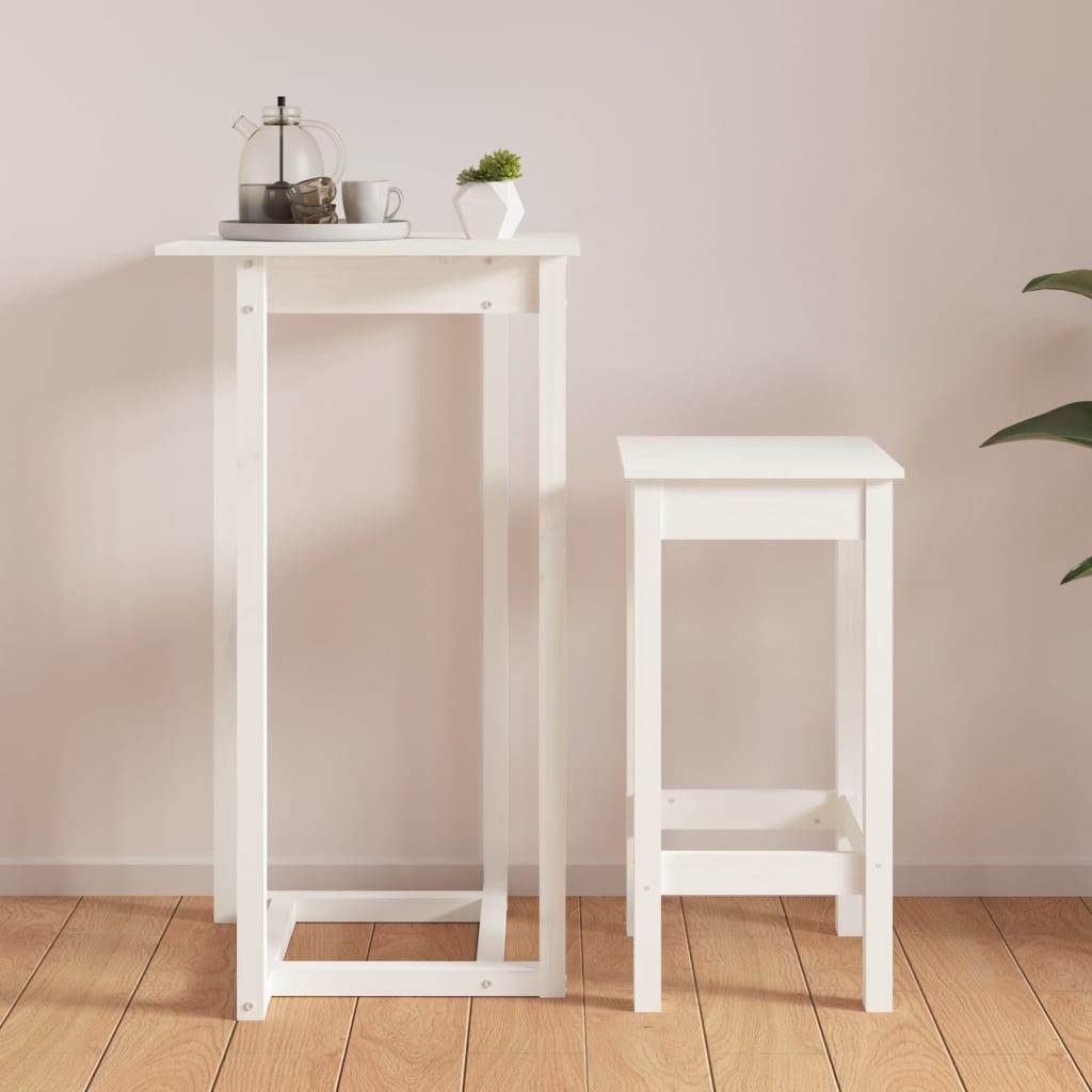 Bar Table White 60x60x110 cm Solid Wood Pine