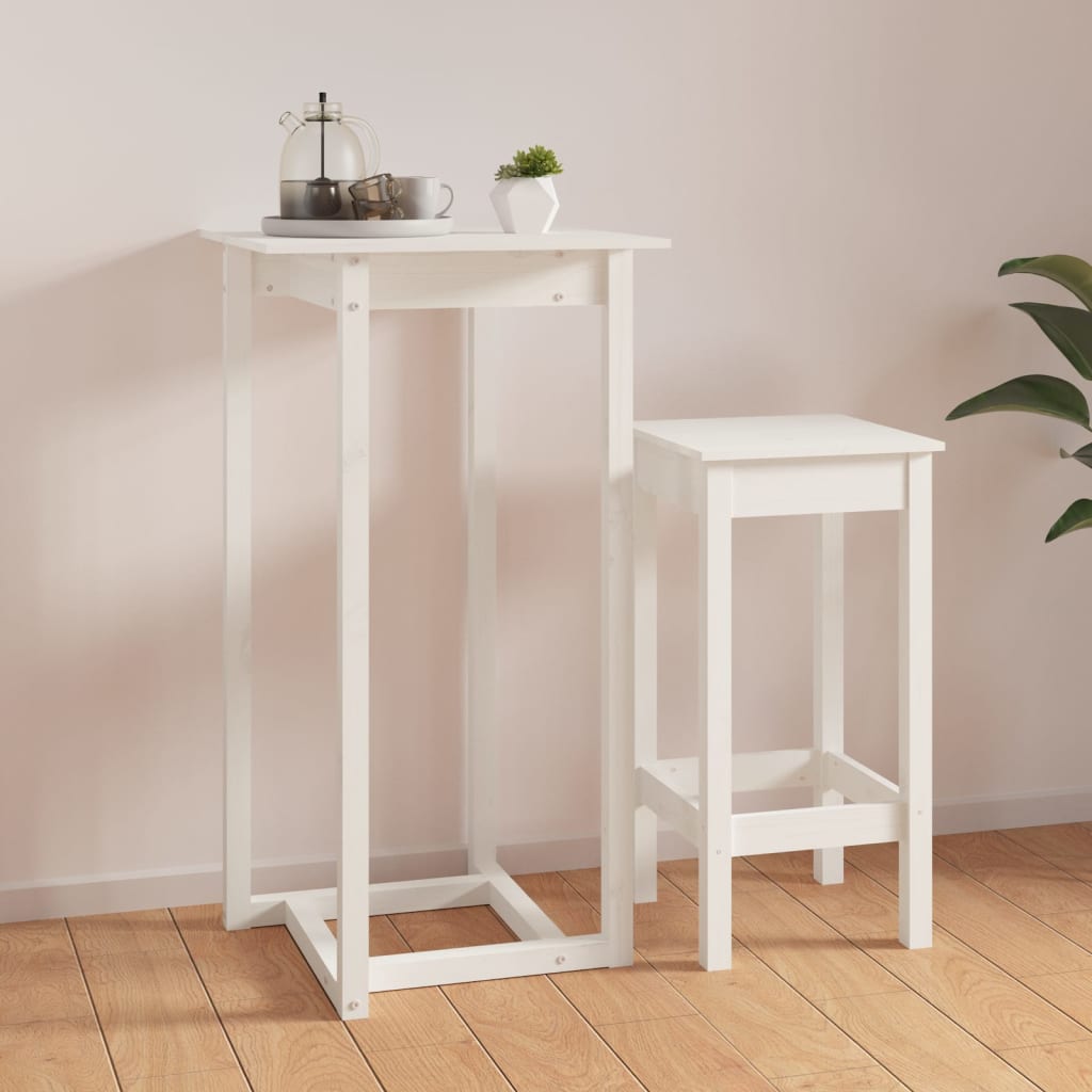 Bar Table White 60x60x110 cm Solid Wood Pine