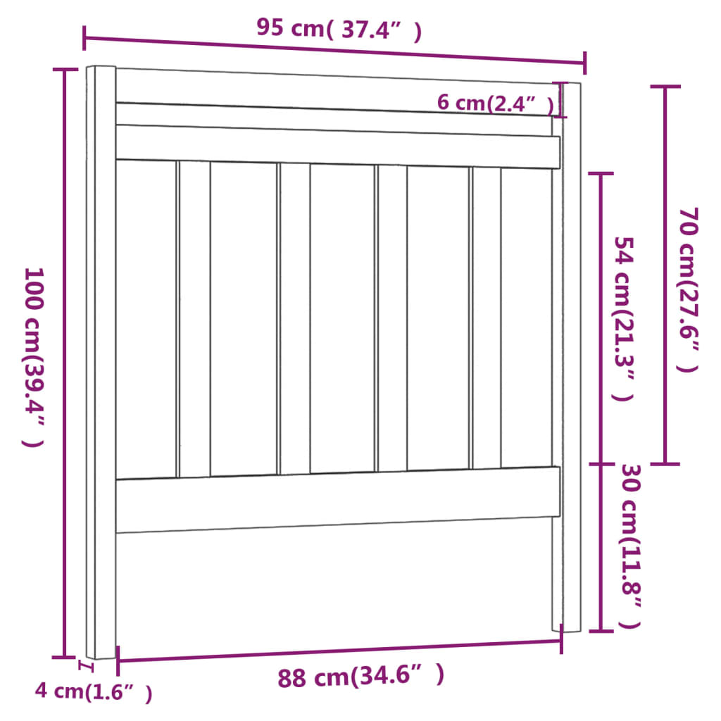 Bed Headboard 95 cm Solid Wood Pine