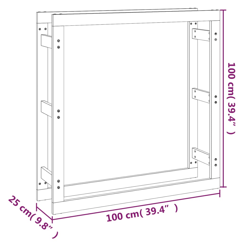 Firewood Rack 100x25x100 cm Solid Wood Pine