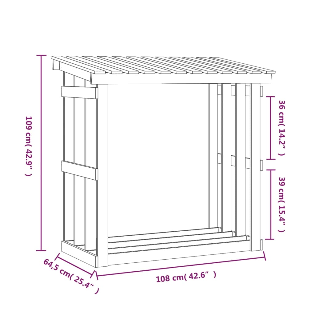 Firewood Rack 108x64.5x109 cm Solid Wood Pine