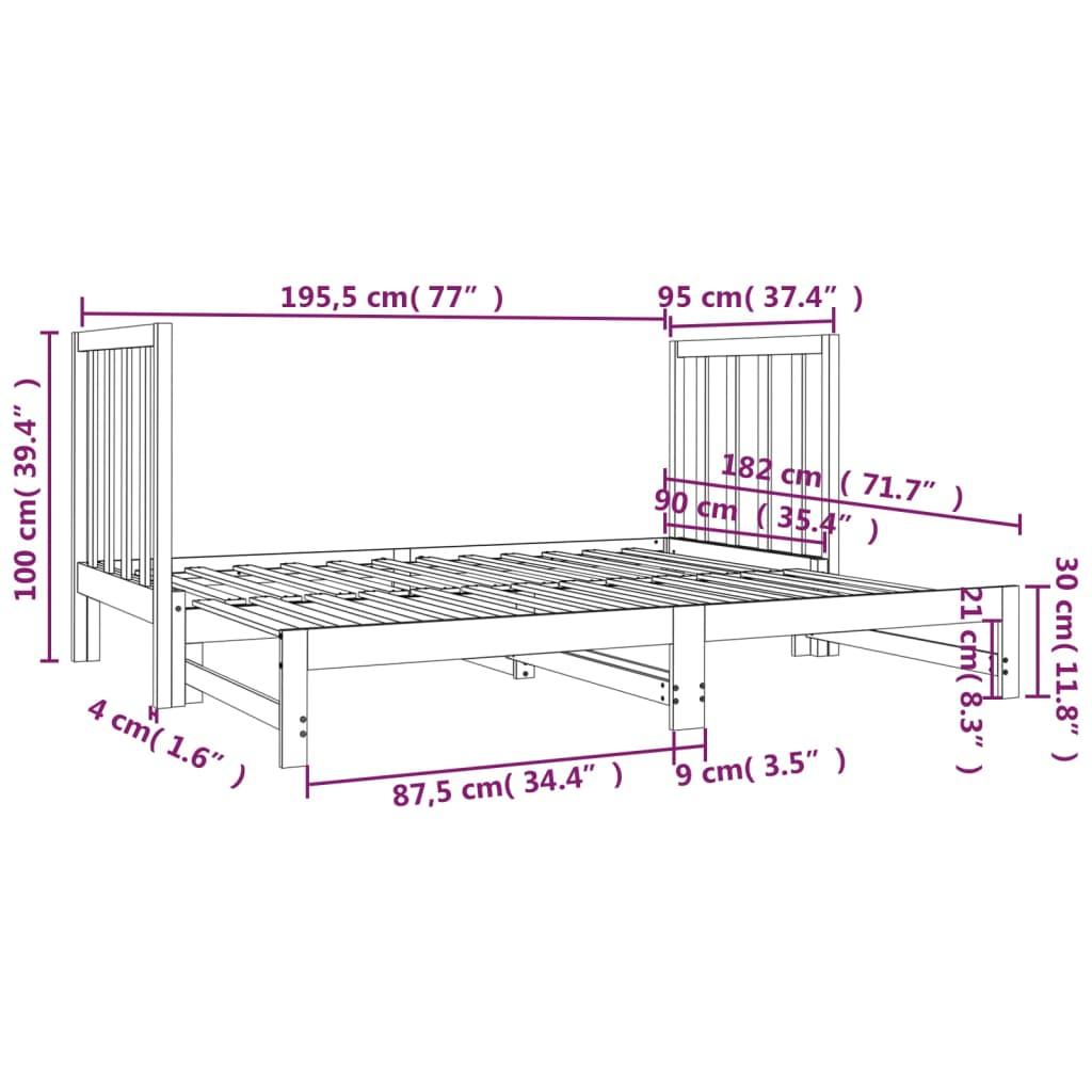 Pull-out Day Bed without Mattress 2x(90x190) cm