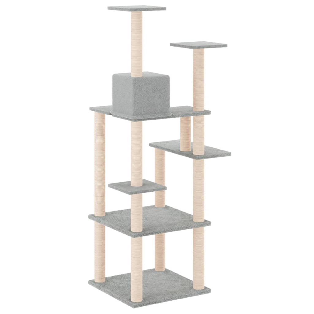 Cat Tree with Sisal Scratching Posts Light Grey 153 cm