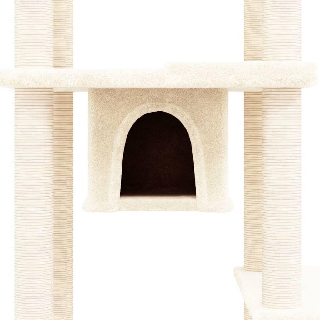 Cat Tree with Sisal Scratching Posts Cream 176 cm
