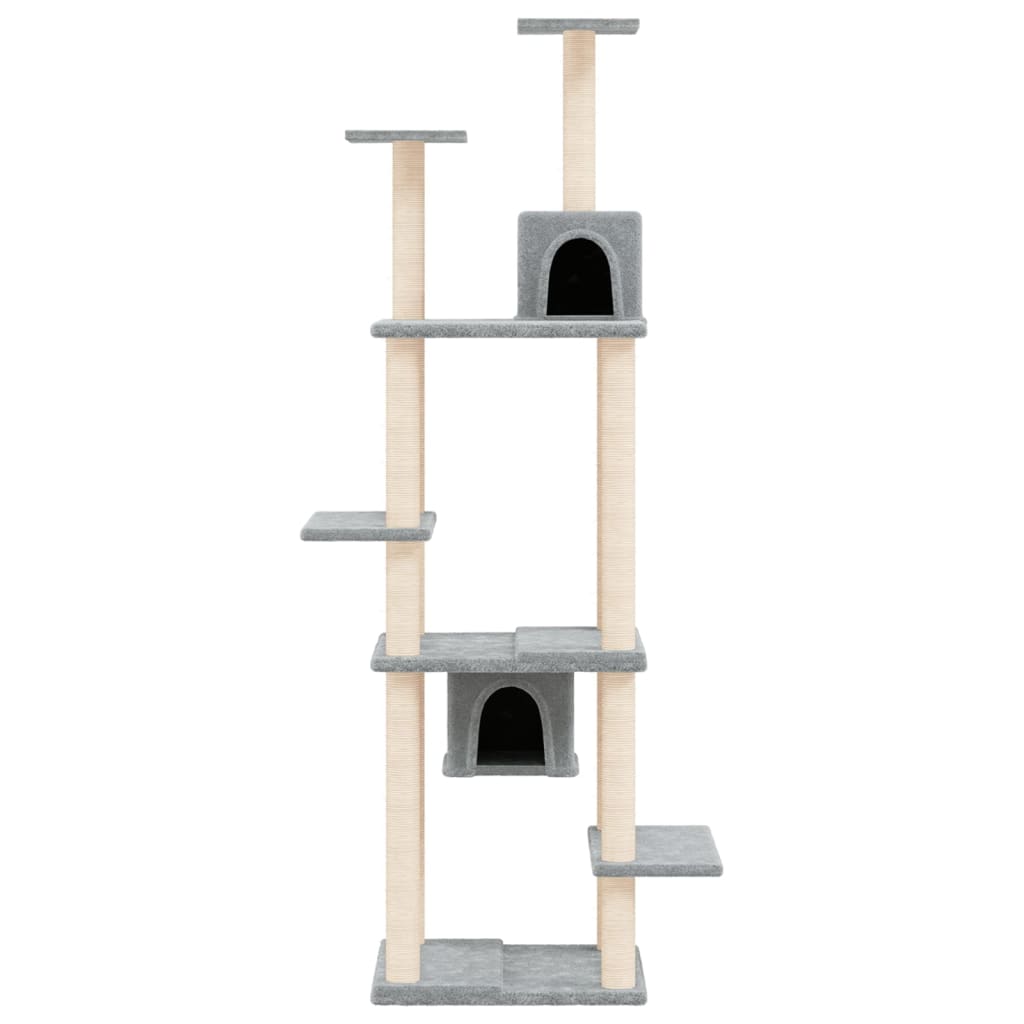 Cat Tree with Sisal Scratching Posts Light Grey 176 cm