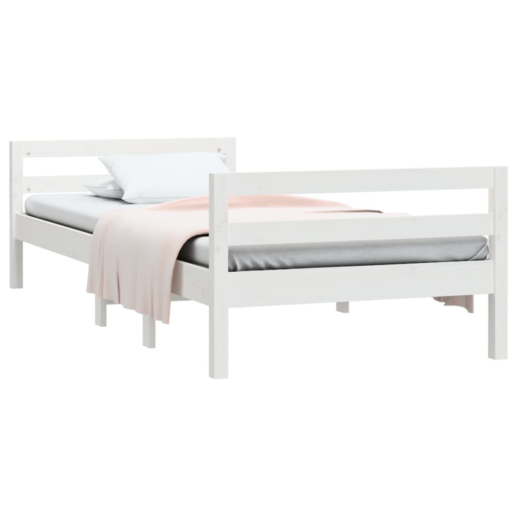 Bed Frame without Mattress White 90x190 cm Solid Wood Pine