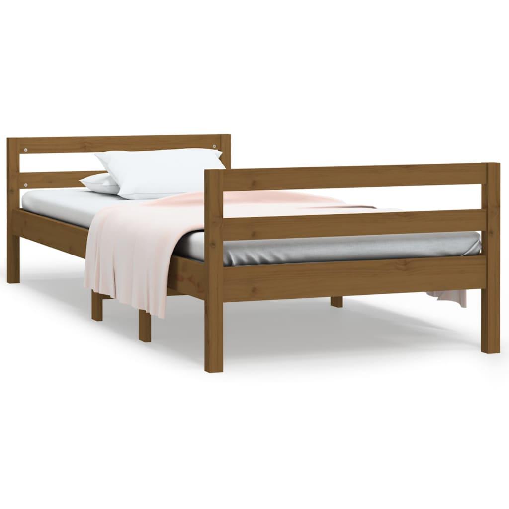 Bed Frame without Mattress Honey Brown 90x190 cm Solid Wood Pine