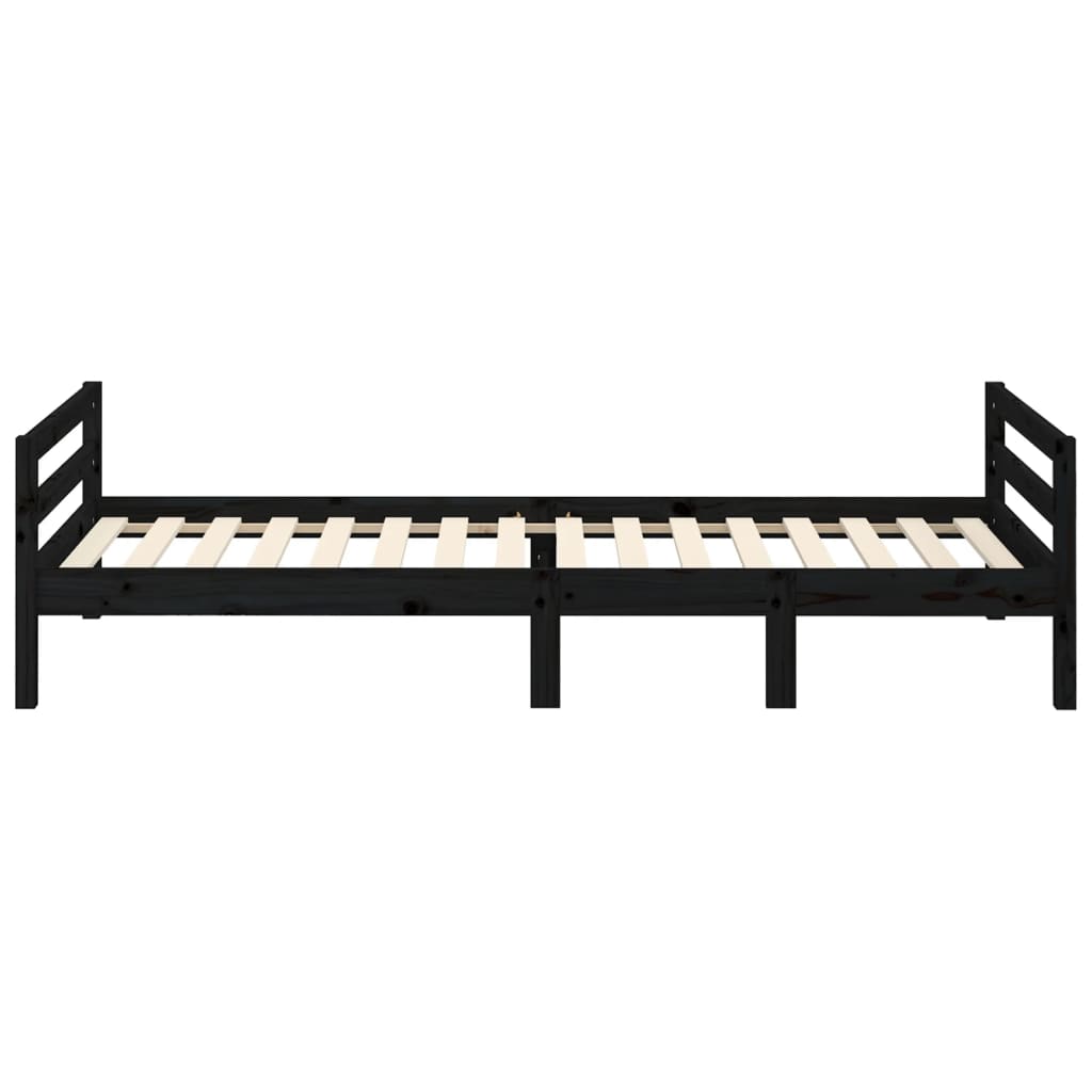 Bed Frame without Mattress Black 90x190 cm Solid Wood Pine