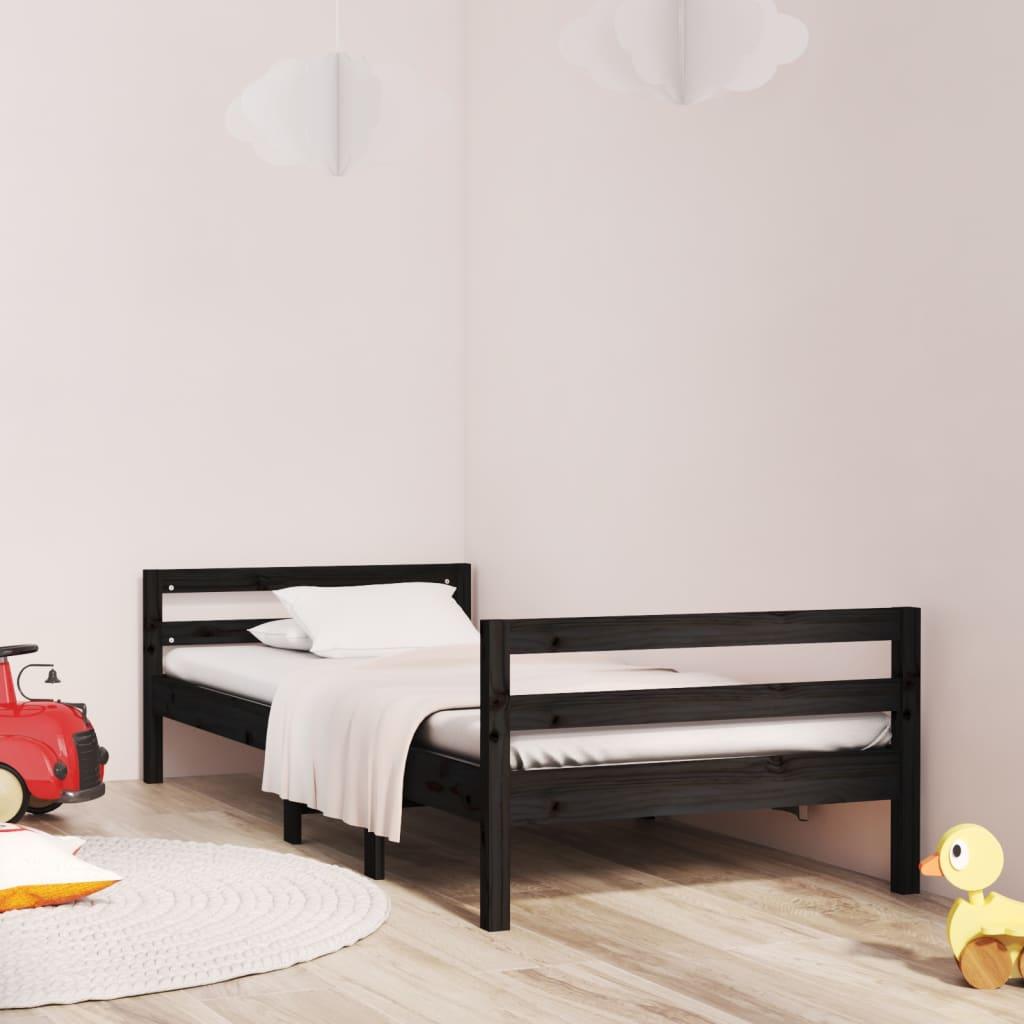 Bed Frame without Mattress Black 90x190 cm Solid Wood Pine