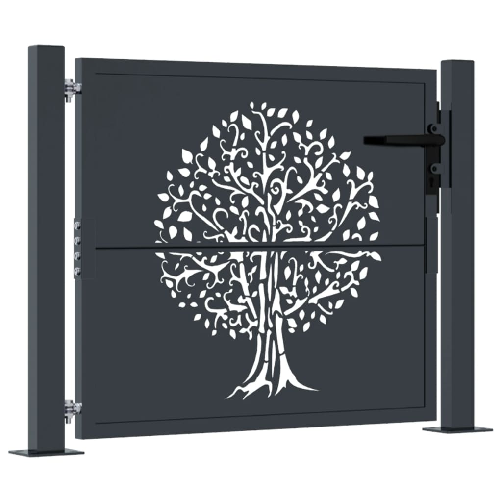 Garden Gate Anthracite 105x80 cm Steel Tree Design