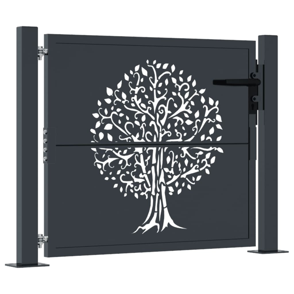 Garden Gate Anthracite 105x105 cm Steel Tree Design