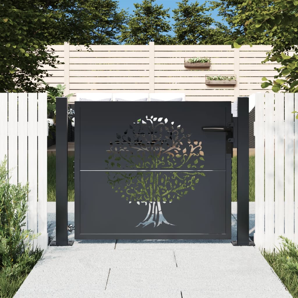 Garden Gate Anthracite 105x105 cm Steel Tree Design