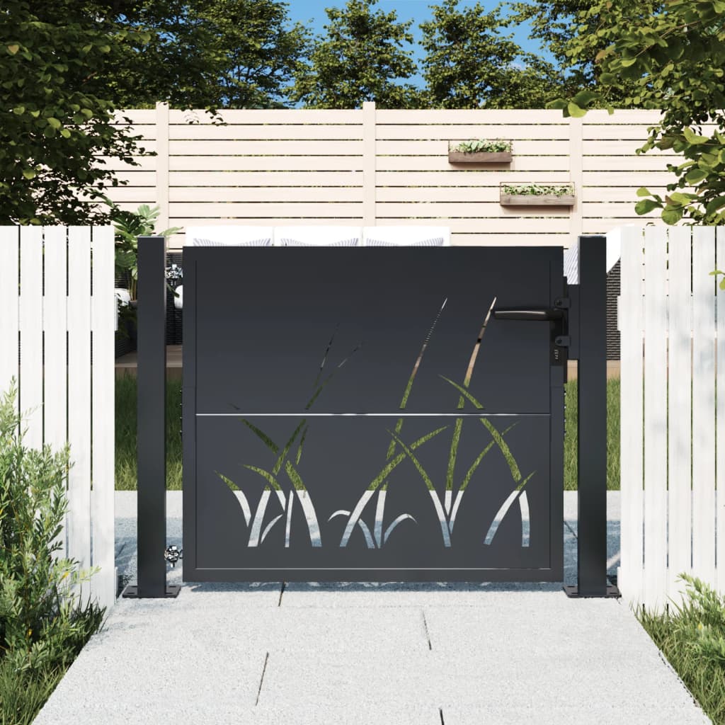 Garden Gate Anthracite 105x80 cm Steel Grass Design