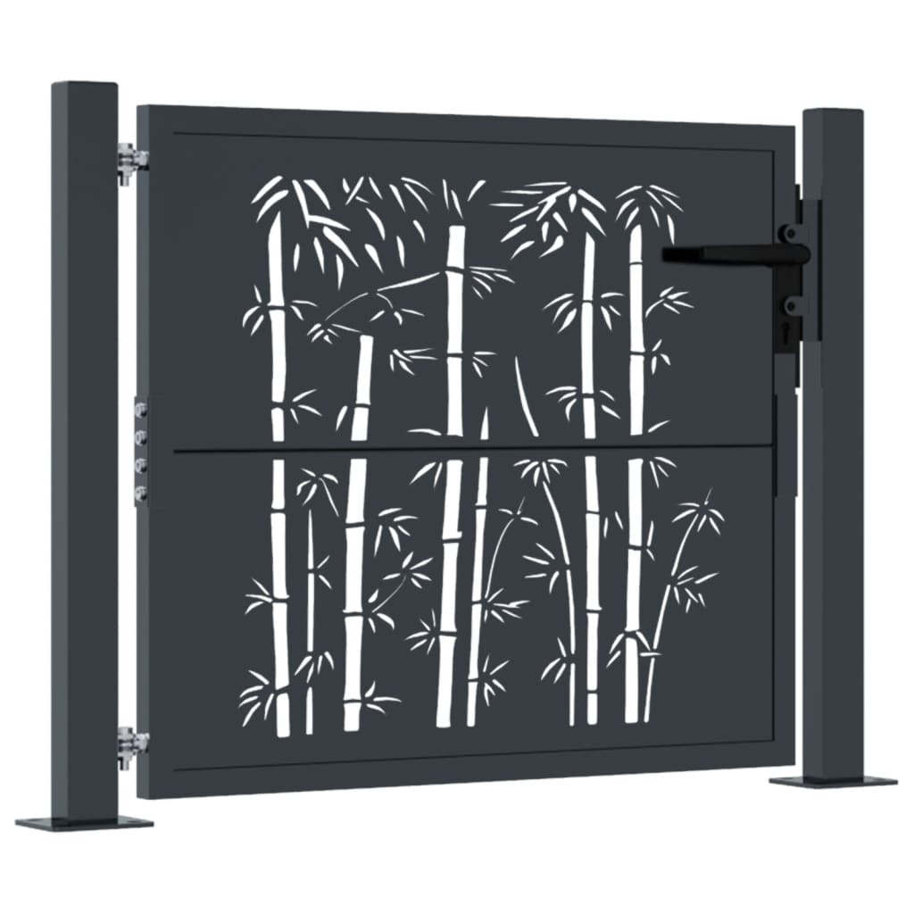 Garden Gate Anthracite 105x80 cm Steel Bamboo Design