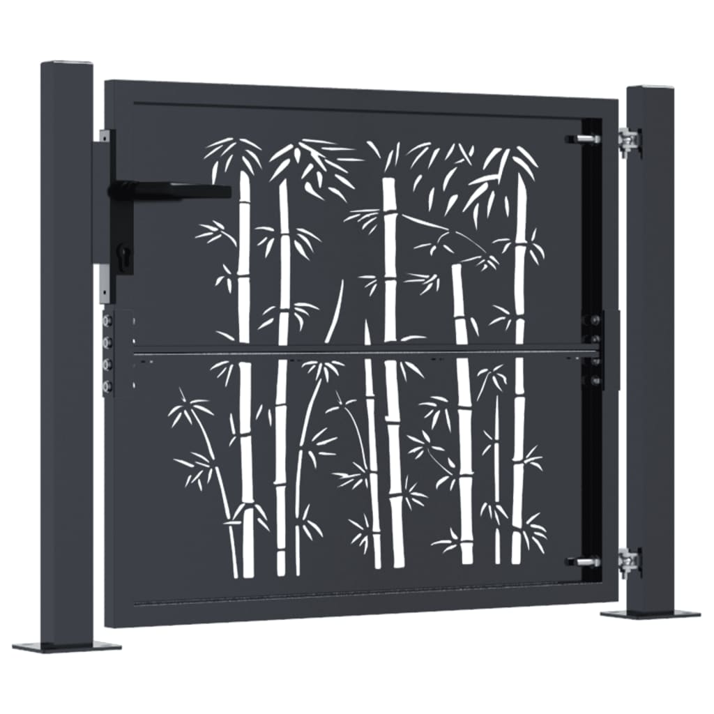 Garden Gate Anthracite 105x80 cm Steel Bamboo Design