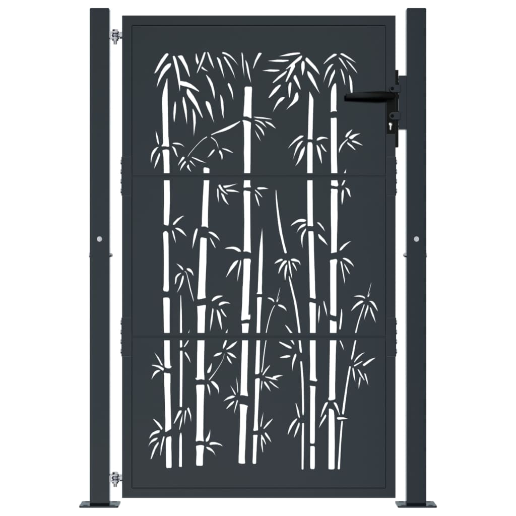 Garden Gate Anthracite 105x130 cm Steel Bamboo Design