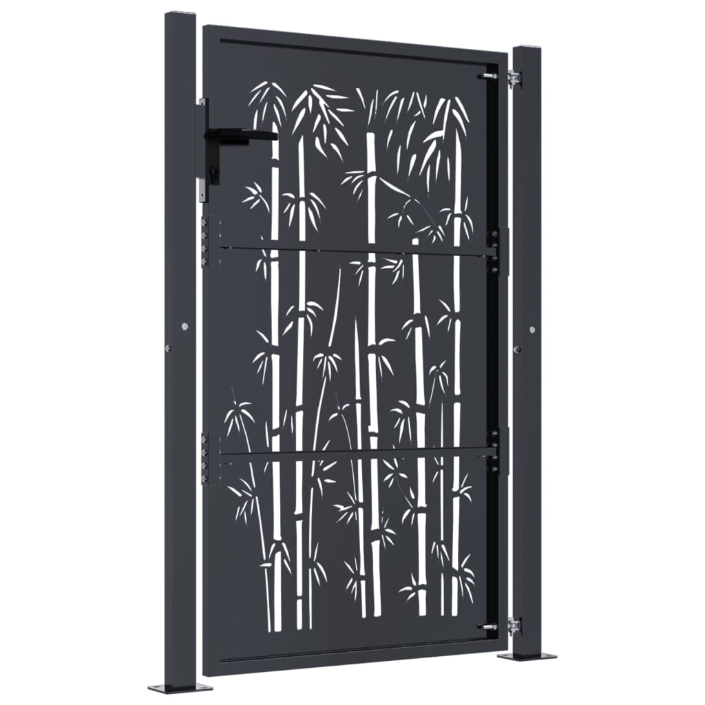 Garden Gate Anthracite 105x130 cm Steel Bamboo Design