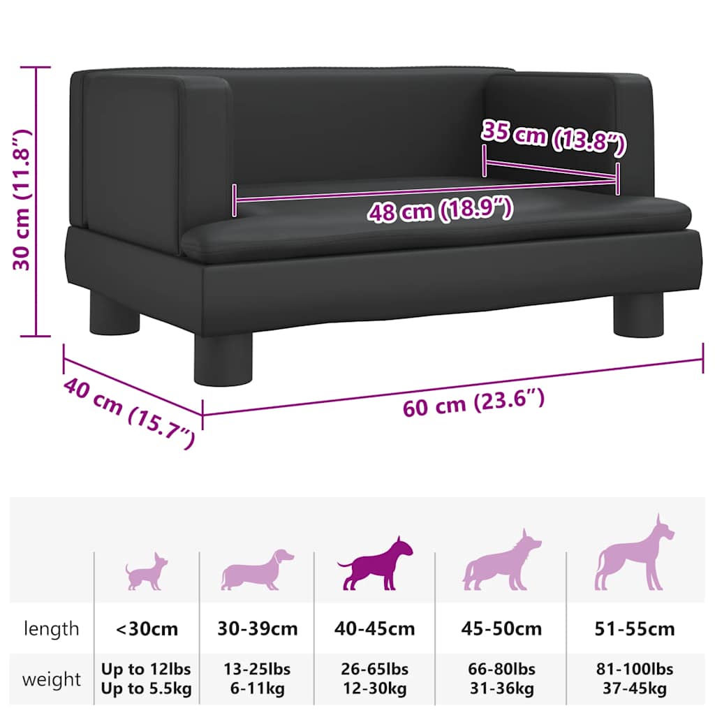 Dog Bed Black 60x40x30 cm Faux Leather
