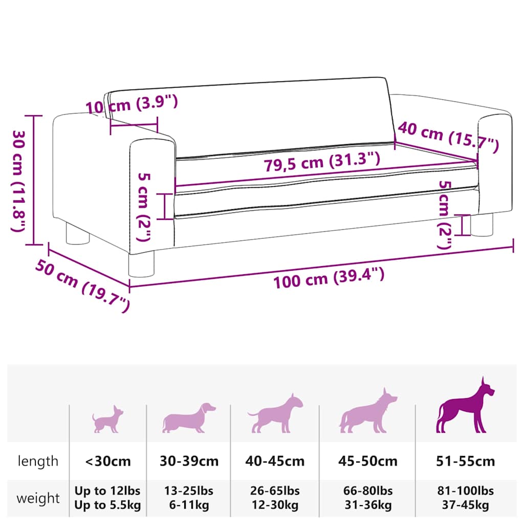 Dog Bed with Extension Light Grey 100x50x30 cm Velvet