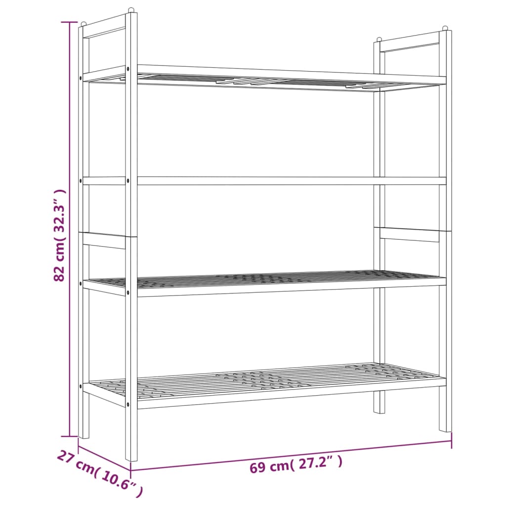 Shoe Racks 2 pcs 69x27x41 cm Solid Wood Walnut