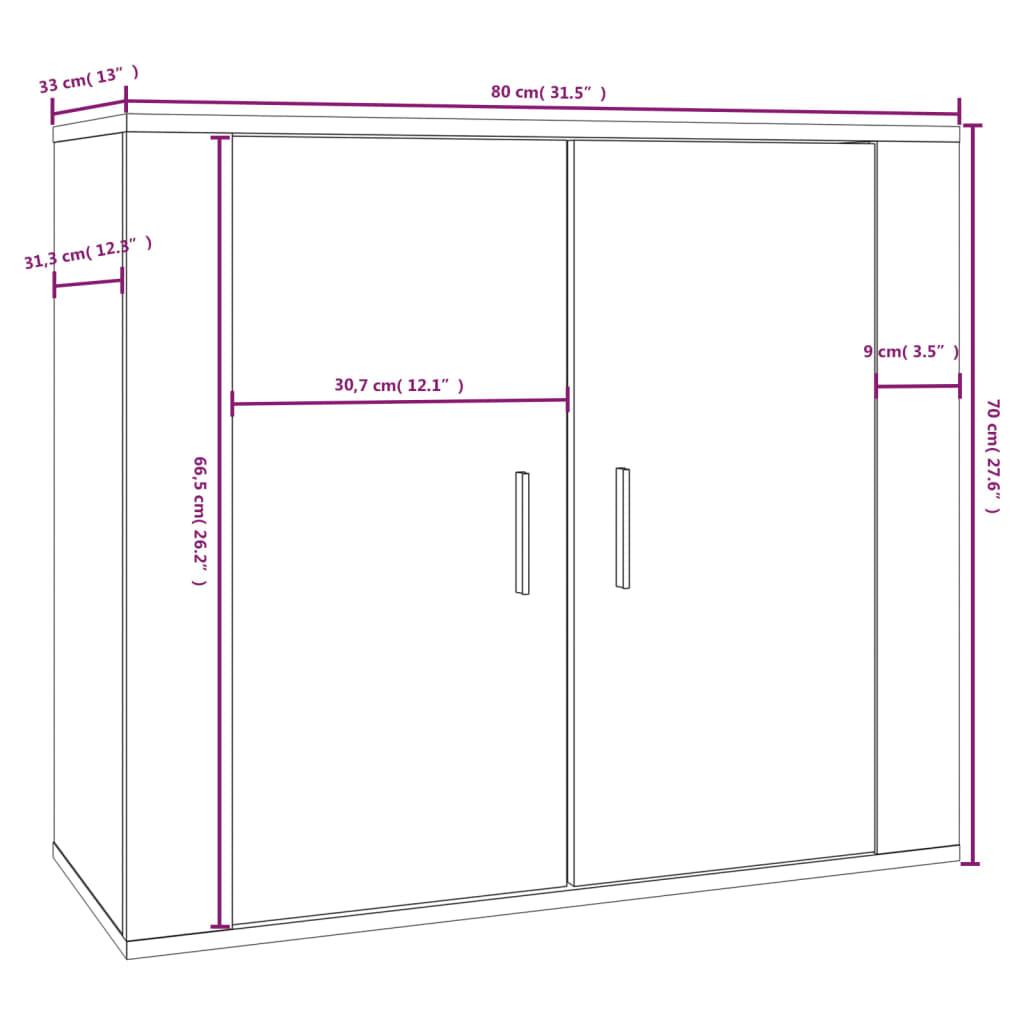 Sideboard High Gloss White 80x33x70 cm Engineered Wood