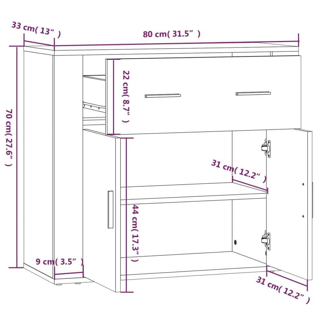 Sideboard Grey Sonoma 80x33x70 cm Engineered Wood