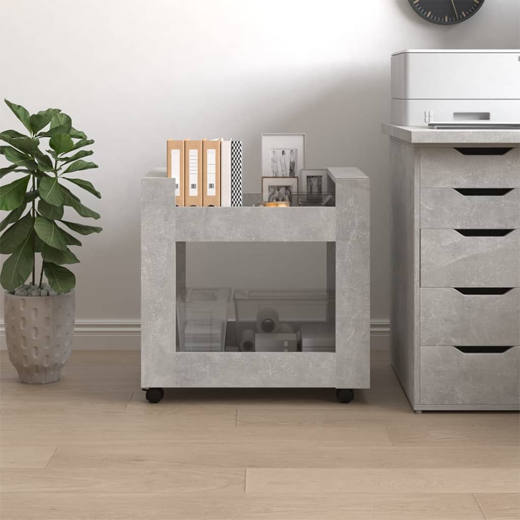 Desk Trolley Concrete Grey 60x45x60 cm Engineered Wood