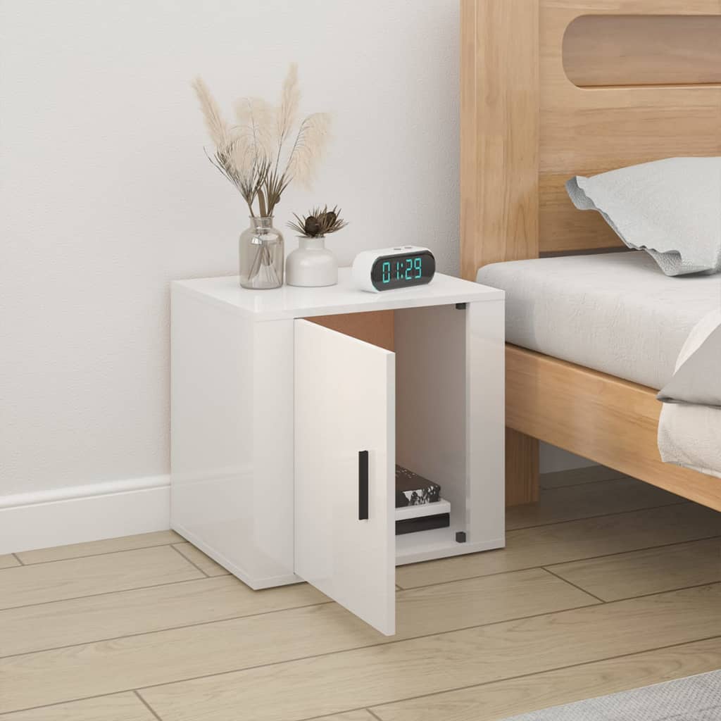 Bedside Cabinet High Gloss White 50x39x47 cm