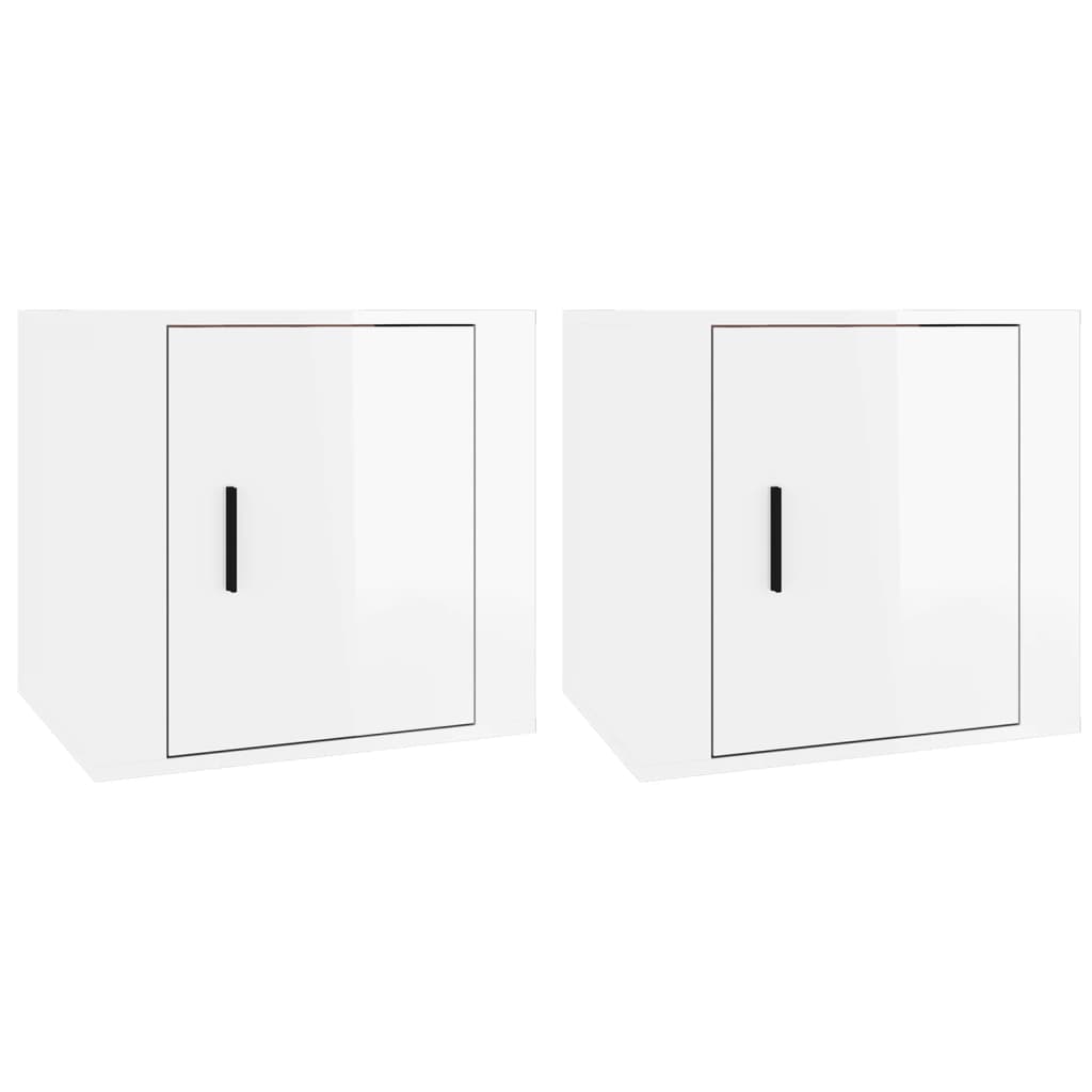 Bedside Cabinets 2 pcs High Gloss White 50x39x47 cm