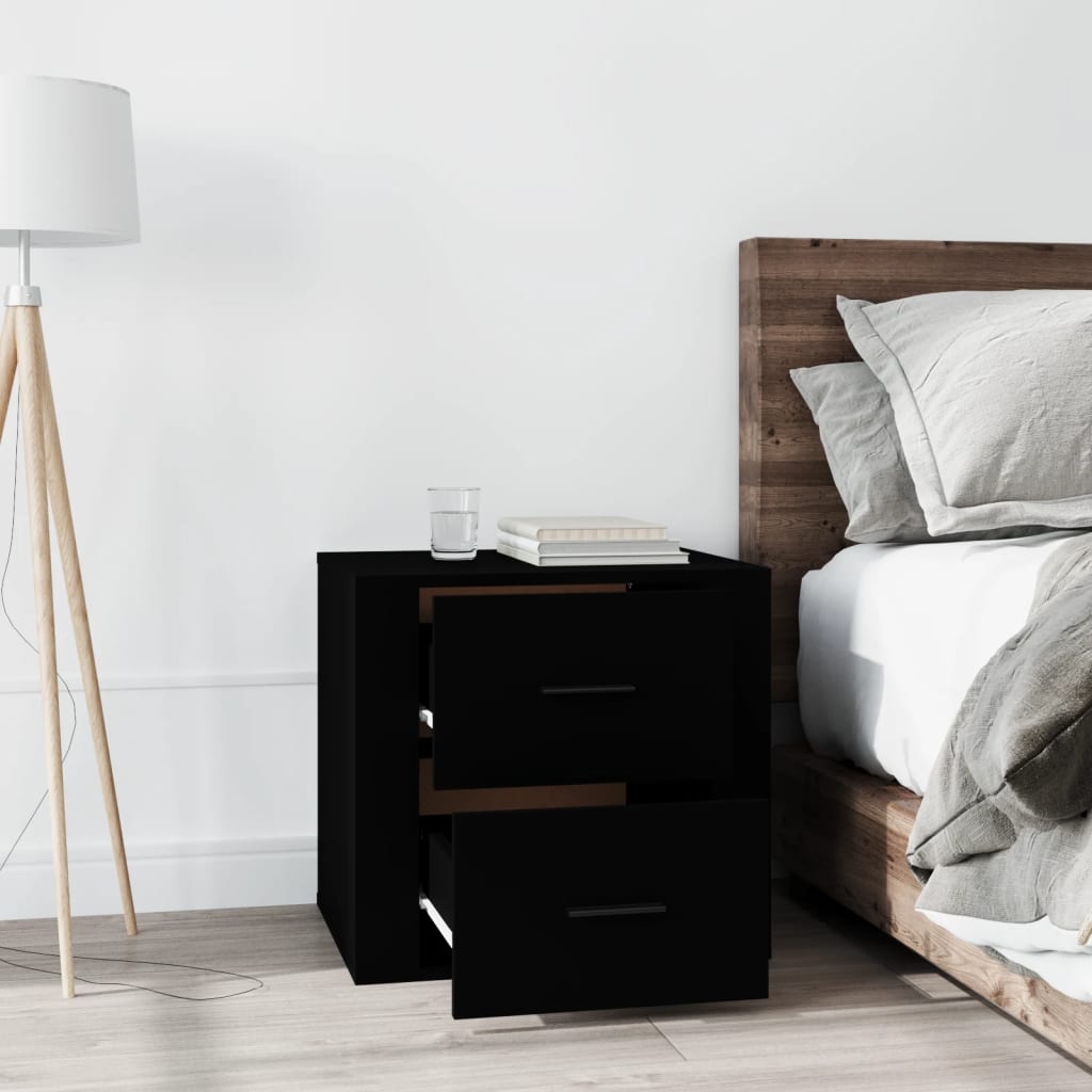 Bedside Cabinet Black 50x39x47 cm