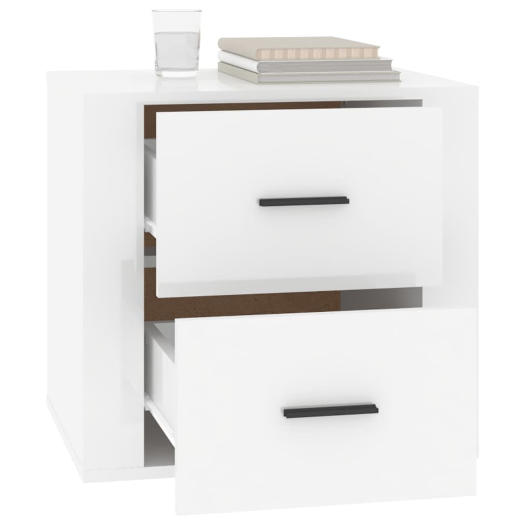 Bedside Cabinet High Gloss White 50x39x47 cm