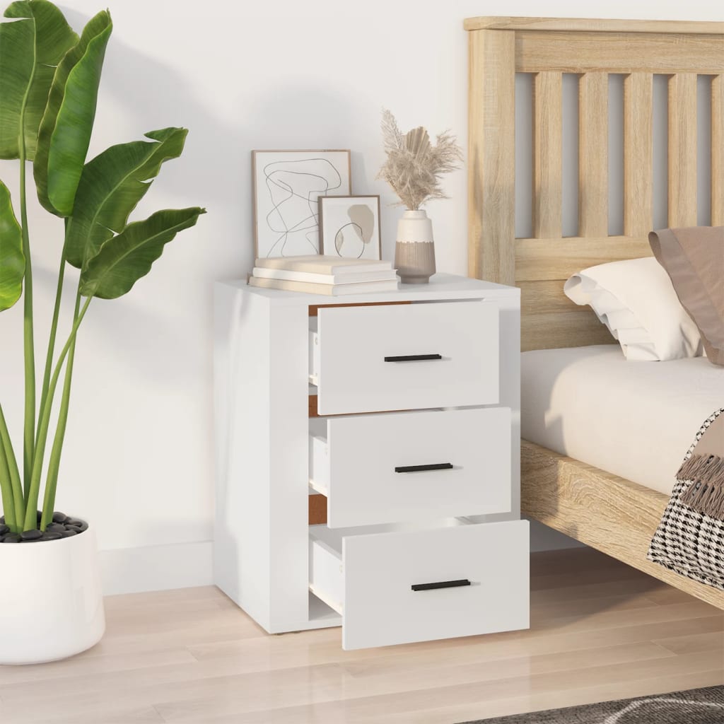 Bedside Cabinet White 50x36x60 cm Engineered Wood