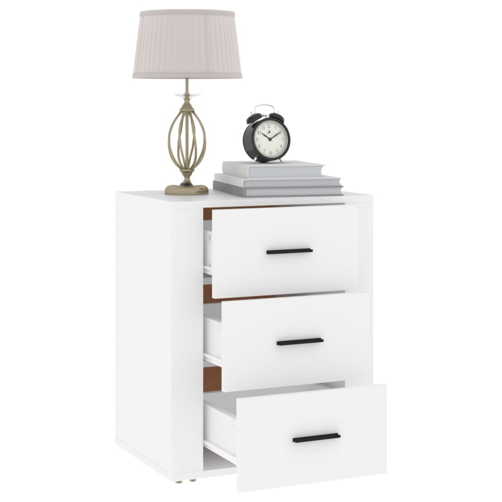 Bedside Cabinet White 50x36x60 cm Engineered Wood