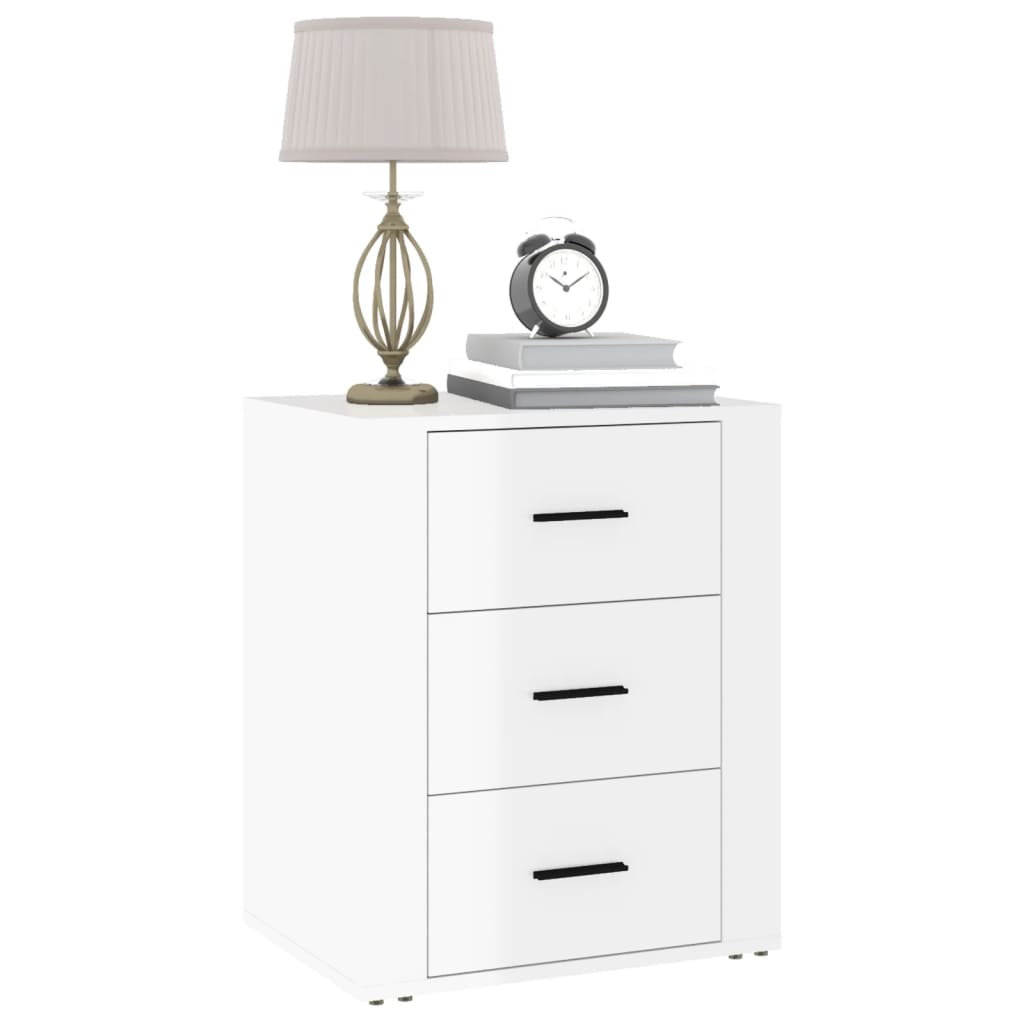 Bedside Cabinet High Gloss White 50x36x60 cm Engineered Wood