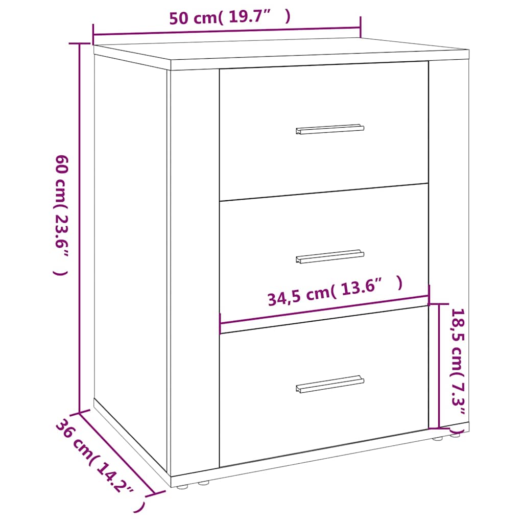 Bedside Cabinet High Gloss White 50x36x60 cm Engineered Wood