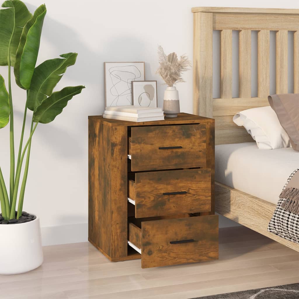 Bedside Cabinet Smoked Oak 50x36x60 cm Engineered Wood