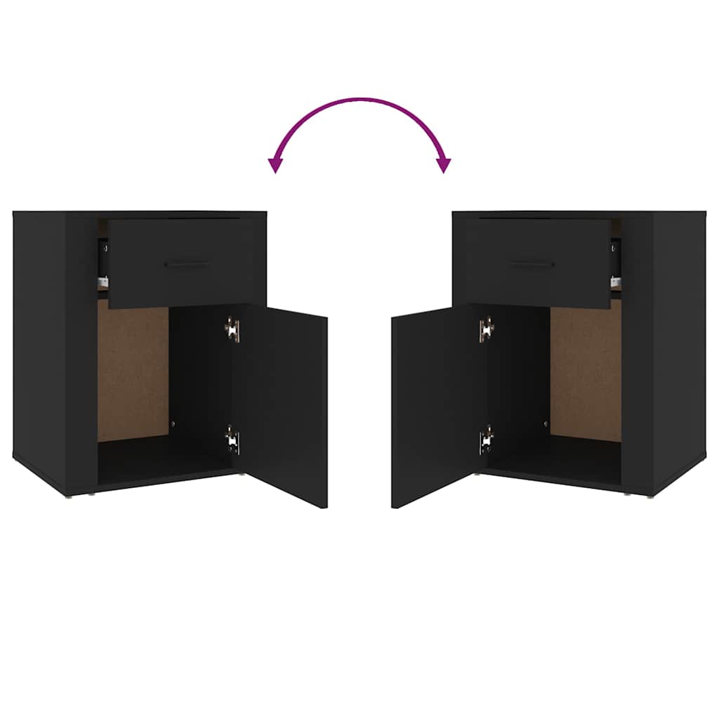 Bedside Cabinet Black 50x36x60 cm Engineered Wood